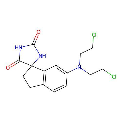 Spiro(imidazolidine-4,1'-indan)-2,5-dione, 6'-(bis(2-chloroethyl)amino)- structure