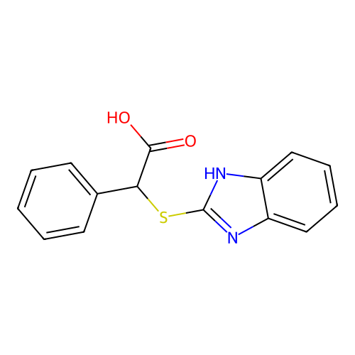 2-(1H-benzimidazol-2-ylsulfanyl)-2-phenylacetic acid structure