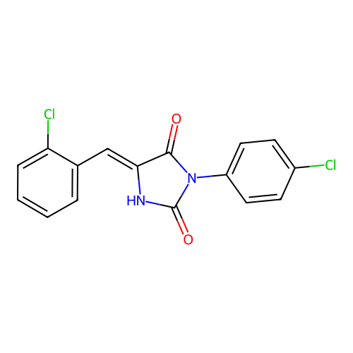2,4-Imidazolidinedione, 3-(4-chlorophenyl)-5-((2-chlorophenyl)methylene)- structure
