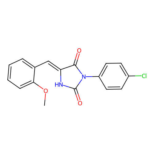 2,4-Imidazolidinedione, 3-(4-chlorophenyl)-5-((2-methoxyphenyl)methylene)- structure