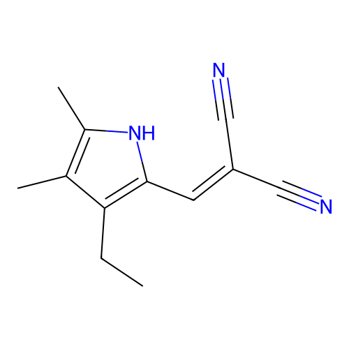 2-[(3-ethyl-4,5-dimethyl-1H-pyrrol-2-yl)methylidene]propanedinitrile structure