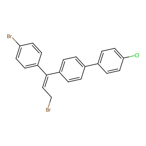 (E)-4-(3-Bromo-1-(4-bromophenyl)-1-propenyl)-4'-chloro-1,1'-biphenyl structure
