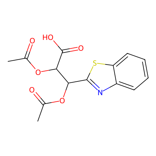 2,3-Bis(acetyloxy)-3-(1,3-benzothiazol-2-yl)propanoic acid structure