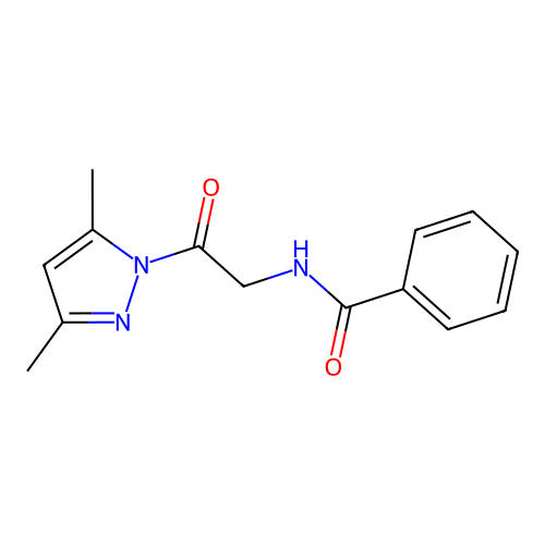 N-(2-(3,5-dimethyl-1H-pyrazol-1-yl)-2-oxoethyl)benzamide structure
