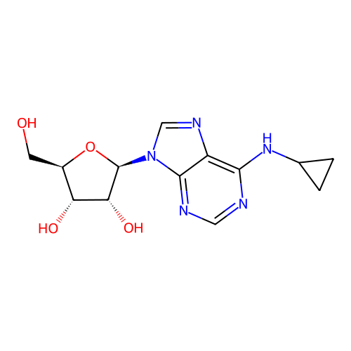 2-(6-Cyclopropylamino-purin-9-yl)-5-hydroxymethyl-tetrahydro-furan-3,4-diol structure