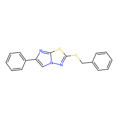 2-Benzylthio-6-phenylimidazo[2,1-b][1,3,4]thiadiazole structure