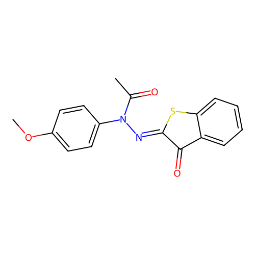 N-[(3-ketobenzothiophen-2-ylidene)amino]-N-(4-methoxyphenyl)acetamide structure