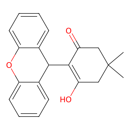 3-hydroxy-5,5-dimethyl-2-(9H-xanthen-9-yl)cyclohex-2-en-1-one structure