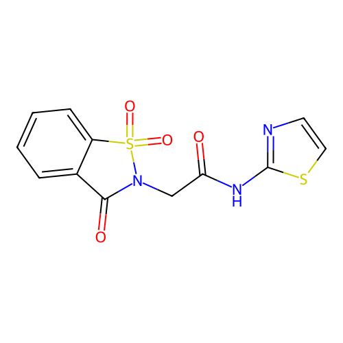 2-(1,1-dioxido-3-oxo-1,2-benzothiazol-2(3H)-yl)-N-(1,3-thiazol-2-yl)acetamide structure