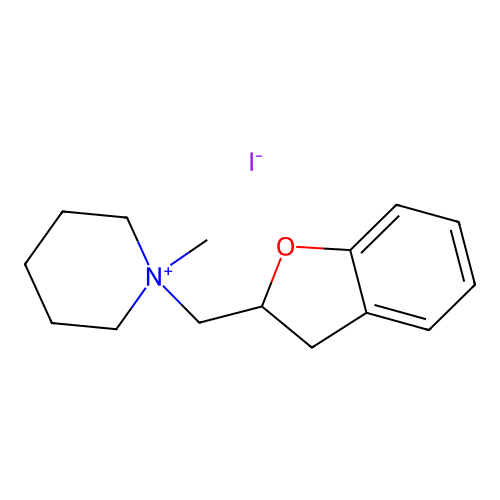 1-((2,3-Dihydrobenzofuran-2-yl)methyl)-1-methylpiperidin-1-ium iodide structure