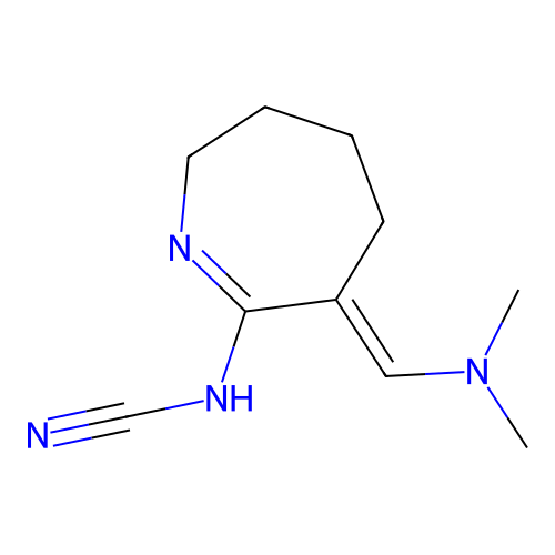 Cyanamide, (3-((dimethylamino)methylene)hexahydro-2H-azepin-2-ylidene)- structure