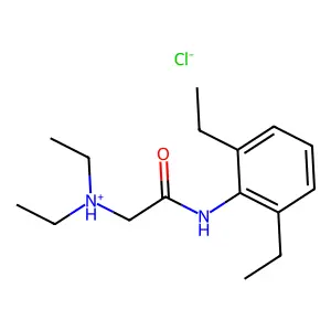 2-(Diethylamino)-N-(2,6-diethylphenyl)ethanimidic acid--hydrogen chloride (1/1) structure