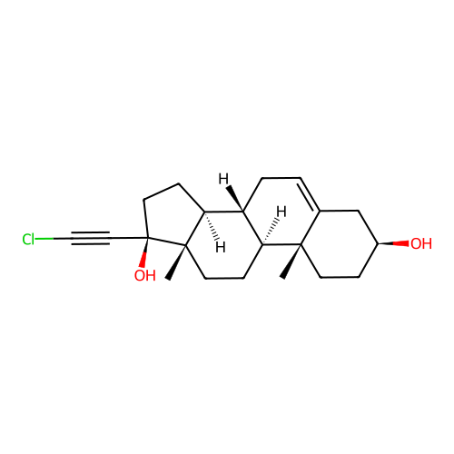 21-Chloro-17alpha-pregn-5-en-20-yne-3beta,17-diol structure
