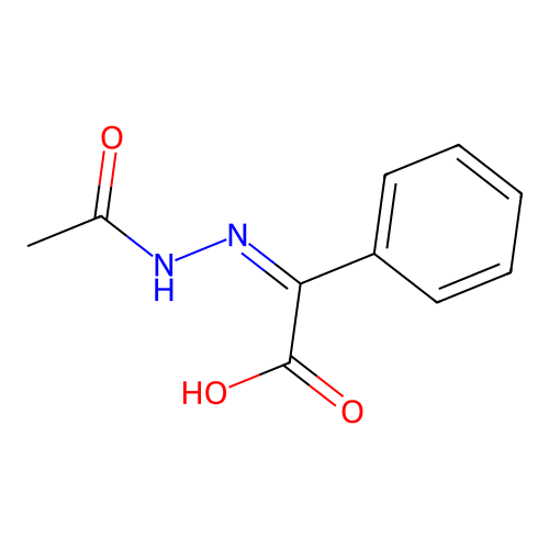 (2Z)-2-(acetylhydrazinylidene)-2-phenylacetic acid structure