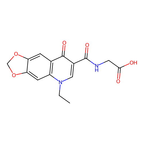 Glycine, N-((5-ethyl-5,8-dihydro-8-oxo-1,3-dioxolo(4,5-g)quinolin-7-yl)carbonyl)- structure