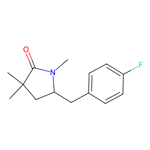 2-Pyrrolidinone, 5-((4-fluorophenyl)methyl)-1,3,3-trimethyl- structure