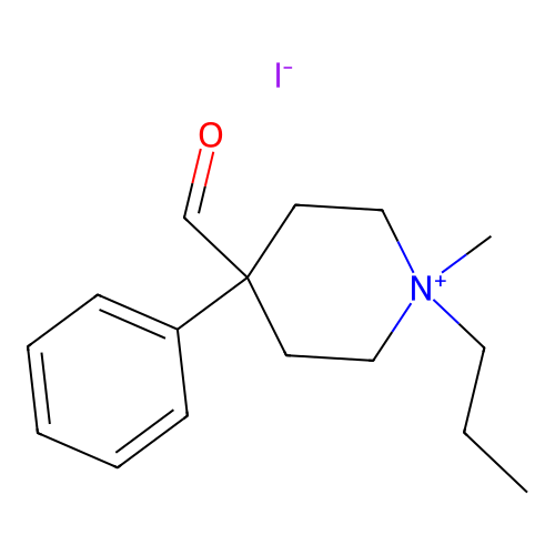 4-Formyl-1-methyl-4-phenyl-1-propylpiperidin-1-ium iodide structure