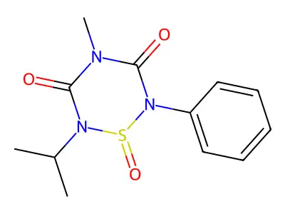 2h-1,2,4,6-thiatriazine-3,5(4h,6h)-dione, 4-methyl-2-(1-methylethyl)-6-phenyl-, 1-oxide structure