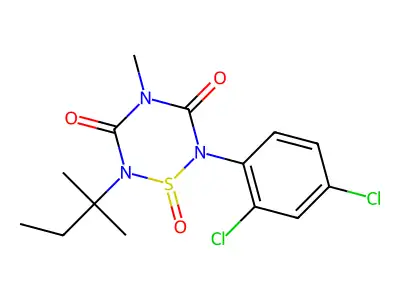 2H-1,2,4,6-Thiatriazine-3,5(4H,6H)-dione, 2-(2,4-dichlorophenyl)-6-(1,1-dimethylpropyl)-4-methyl-, 1-oxide structure