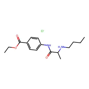 Benzoic acid, p-(2-(butylamino)propionamido)-, ethyl ester, hydrochloride structure