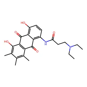 Propanamide, 3-(diethylamino)-N-(9,10-dihydro-4,5-dihydroxy-6,7,8-trimethyl-9,10-dioxo-1-anthracenyl)- structure