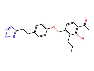 1-[2-hydroxy-3-propyl-4-[[4-[2-(2H-tetrazol-5-yl)ethyl]phenoxy]methyl]phenyl]ethanone structure