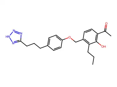 Ethanone, 1-(2-hydroxy-3-propyl-4-((4-(3-(1H-tetrazol-5-yl)propyl)phenoxy)methyl)phenyl)- structure