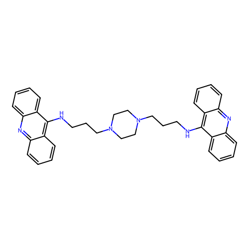 N1,N4-Di-9-acridinyl-1,4-piperazinedipropanamine structure