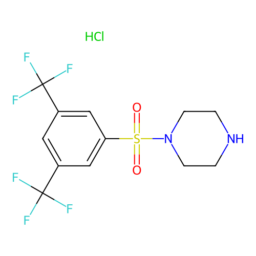 Piperazine, 1-((3,5-bis(trifluoromethyl)phenyl)sulfonyl)-, monohydrochloride structure