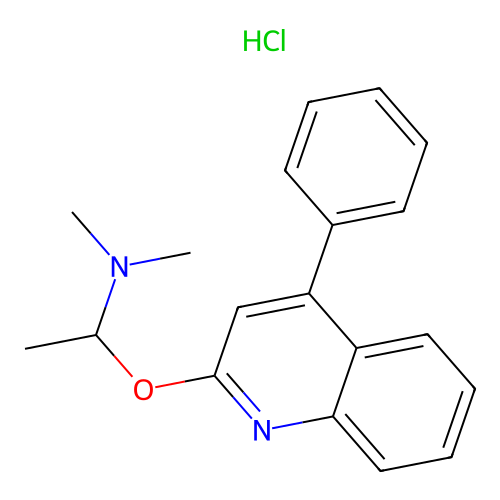 Quinoline, 2-((2,2-dimethylamino)ethoxy)-4-phenyl-, hydrochloride structure