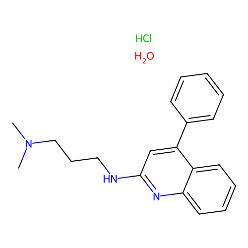 1-(4-Phenyl-2-quinolyl)-3,3-dimethylpropylenediamine hydrochloride hydrate structure