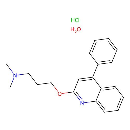 Quinoline, 2-(3-(dimethylamino)propoxy)-4-phenyl-, hydrochloride, hydrate structure