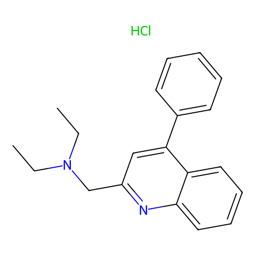 Quinoline, 2-((N,N-diethylamino)methyl)-4-phenyl-, hydrochloride structure