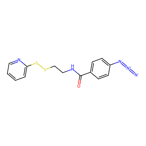 4-azidobenzoyl-2-mercapto-N-ethylamide-2'-thiopyridine disulfide structure