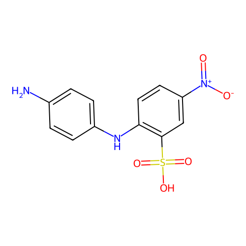 2-(4-Aminoanilino)-5-nitrobenzenesulphonic acid structure
