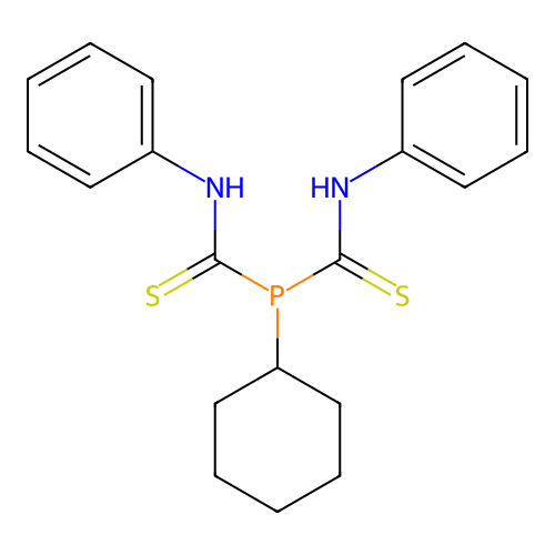 1-Cyclohexyl-N,N'-diphenylphosphanedicarbothioamide structure
