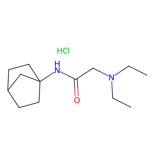 Acetamide, 2-(diethylamino)-N-(1-norbornanyl)-, hydrochloride structure