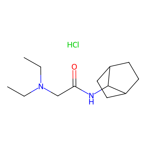 Acetamide, 2-(diethylamino)-N-(7-norbornanyl)-, hydrochloride structure