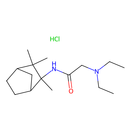 Acetamide, 2-(diethylamino)-N-(2,3,3-trimethyl-2-norbornanyl)-, hydrochloride structure