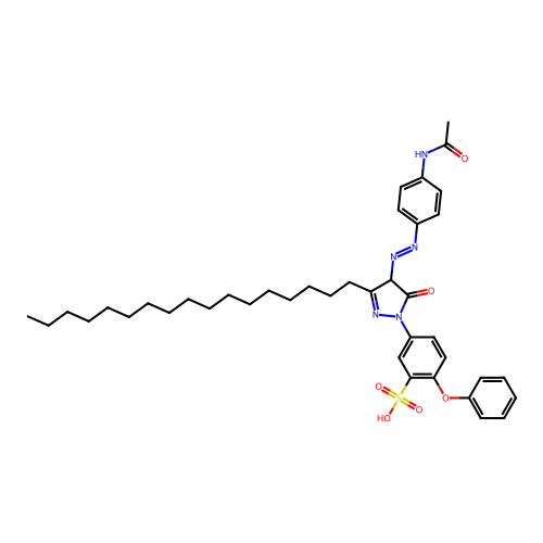 5-(4-{(E)-[4-(acetylamino)phenyl]diazenyl}-3-heptadecyl-5-oxo-4,5-dihydro-1H-pyrazol-1-yl)-2-phenoxybenzenesulfonic acid structure