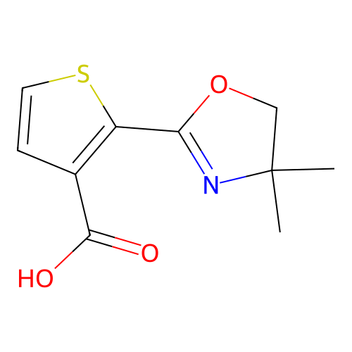 2-(4,5-Dihydro-4,4-dimethyl-2-oxazolyl)-3-thiophenecarboxylic acid structure