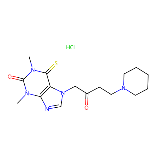 Theophylline, 7-(2-oxo-4-piperidinobutyl)-6-thio-, hydrochloride structure