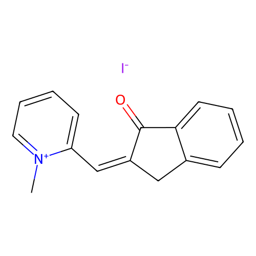 2-[(1-methylpyridin-1-ium-2-yl)methylidene]-3H-inden-1-one iodide structure