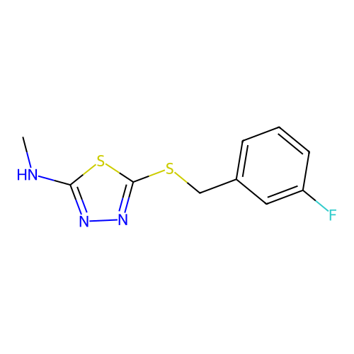 5-(((3-Fluorophenyl)methyl)thio)-N-methyl-1,3,4-thiadiazol-2-amine structure