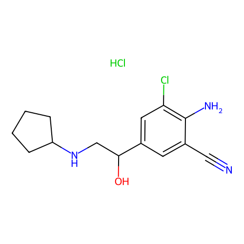 2-Amino-3-chloro-5-(2-(cyclopentylamino)-1-hydroxyethyl)benzonitrile monohydrochloride structure