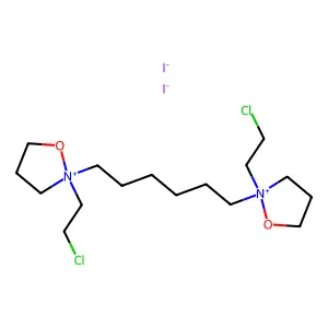Isoxazolidinium, 2,2'-hexamethylenebis(2-(2-chloroethyl)-, diiodide structure