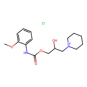 Carbanilic acid, o-methoxy-, 2-hydroxy-3-piperidinopropyl ester, hydrochloride structure