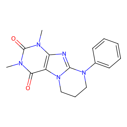 1,3-dimethyl-9-phenyl-7,8-dihydro-6H-purino[7,8-a]pyrimidine-2,4-dione structure