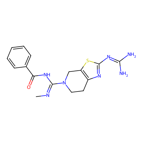 2-Guanidino-5-(N-benzoyl-N'-methylguanyl)-4,5,6,7-tetrahydro-thiazolo(5,4-c)pyridine structure