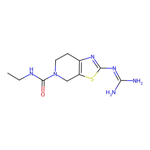 Thiazolo(5,4-c)pyridine-5(4H)-carboxamide, 6,7-dihydro-2-((aminoiminomethyl)amino)-N-ethyl- structure
